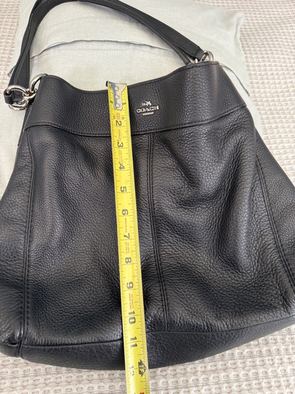 Coach Black Pebbled Leather Double-Strap Shoulder Tote - Picture 8 of 8